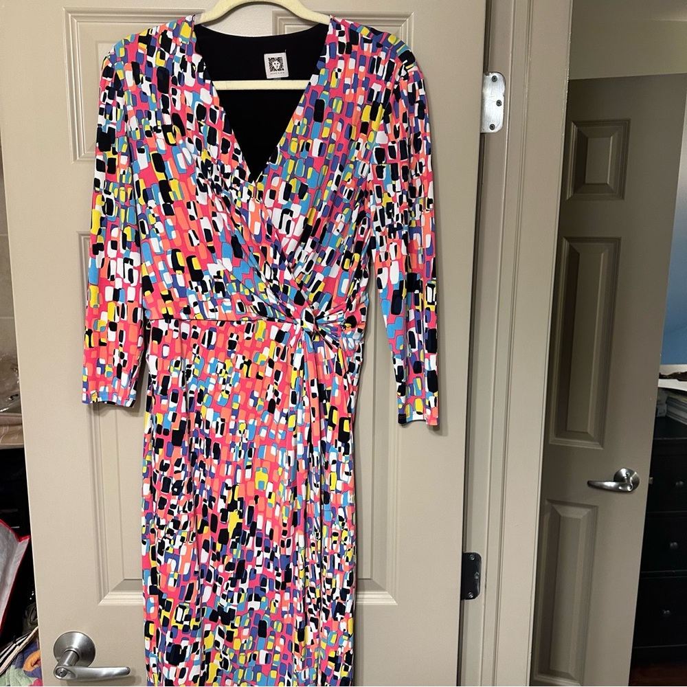 Anne Klein Multicolor Long Sleeve Wrap Dress